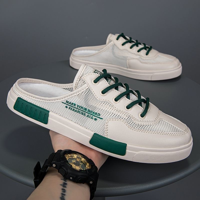 2025S Designer s New Summer Collection Breathable Hollow Mesh Men s Fashion Versatile White Shoes Outdoor Casual Board Shoes Slippers