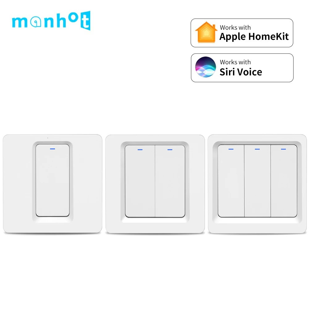 Smart Homekit WiFi Switch Pusher Button Wall Light Switches EU 1/2/3 Gang Wireless Siri Voice Control Google Home Alexa 250303