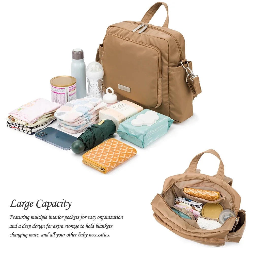 Soboba Diaper Bags for Mother Waterproof Large Capacity Solid Polyester Diaper Backpacks Travel Bag for born Baby 250304
