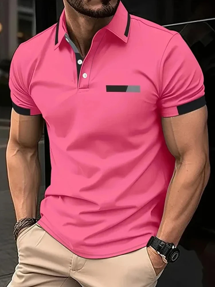 Mens Short Sleeve Polo Shirt Summer Casual Lapel Sports men polos Gift For Men EUROPEAN Measurement 250304