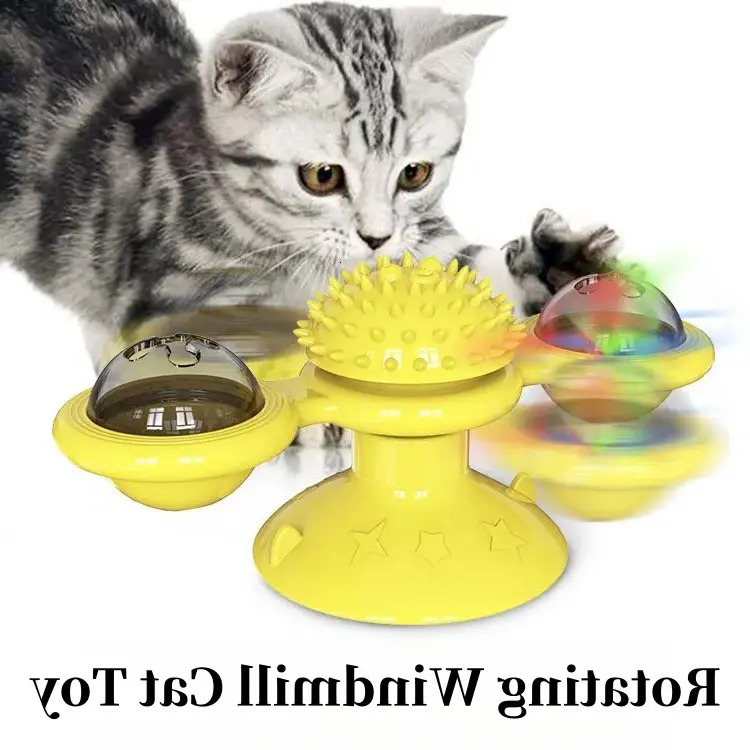 Update 2025 New Popular Windmill Spinning Toy Wheel Teasing Scratching And Brushing Hair Tool Cat Brush Pet Interactive Supplies Wholesale Free Shippi