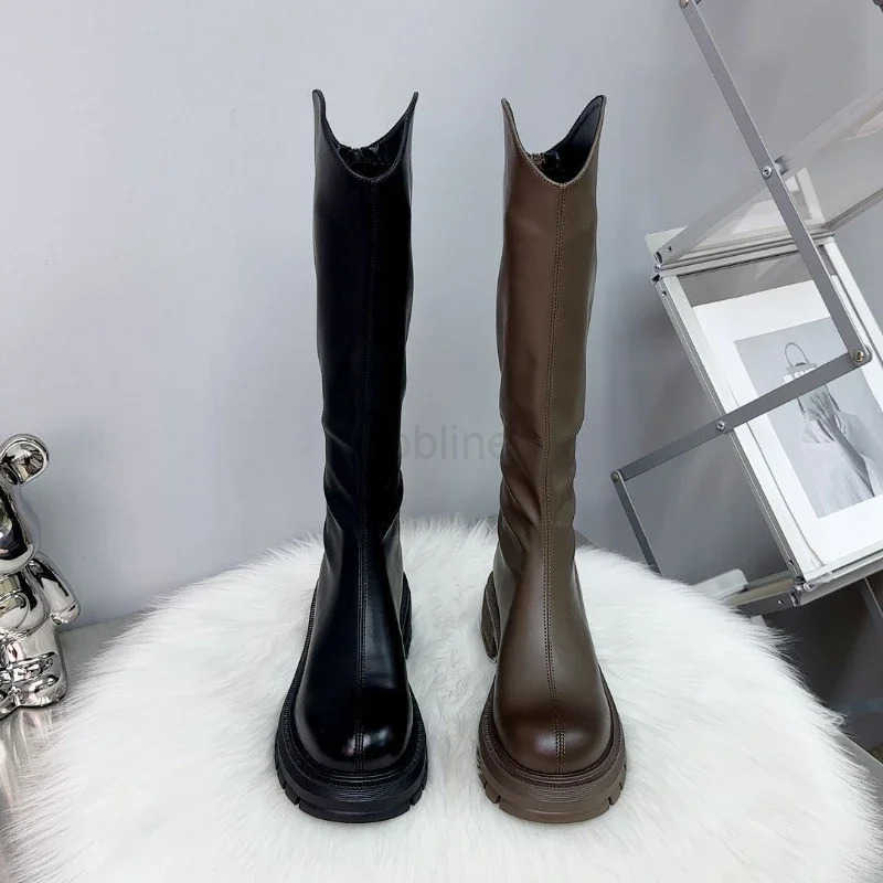 Wen Boots Knee High Boots for Wen Mid H Motorcycle Goth Shoes Trend Fion Designer Wen Botas Z250304