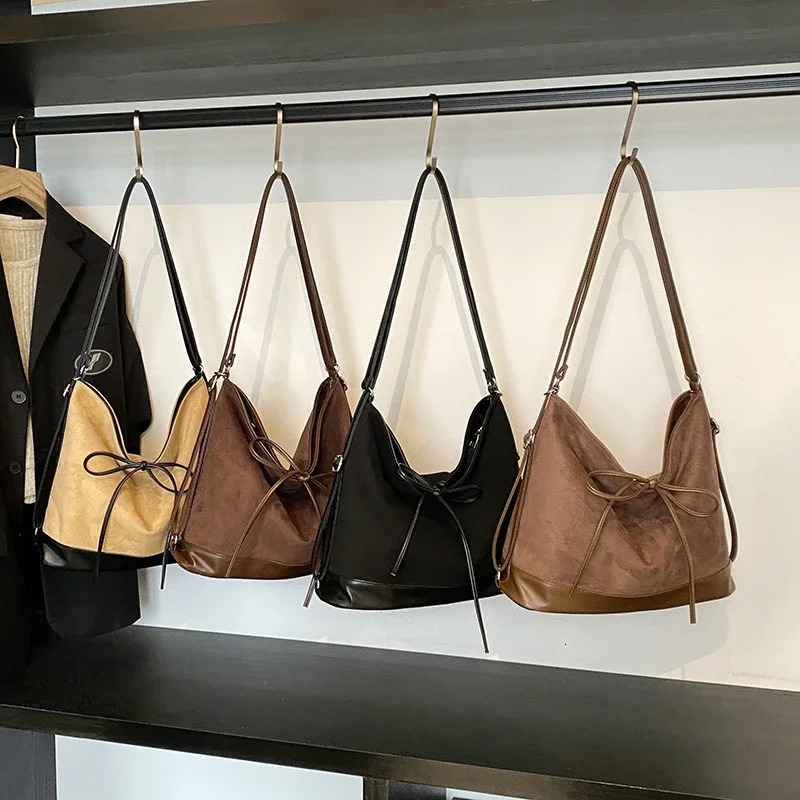 Stitching casual backpack fashionable casual sports work clothes large capacity zipper waterproof artificial suede bag 250228