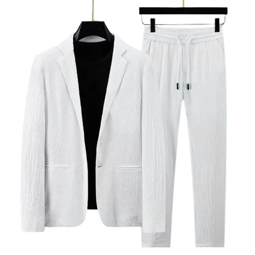 Spring Summer Fashion Suit Men Long Sleeve Highend Casual Slim Handsome Two Pieces Set Thin Jacket And Pants 250224