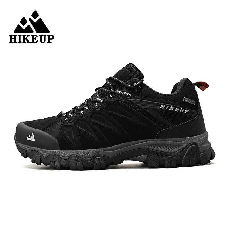 HIKEUP High Quality Leather Hiking Shoes Durable Outdoor Sport Men Trekking Leather Shoes Lace-Up Climbing Hunting Sneakers Z250304