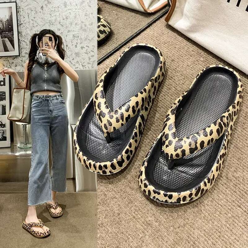 Plaid 2025 Women Thong Flip ps Summer Thick Platform Slides Ladies Non Slip Clip Toe Slippers Soft Casual Outdoor Beach Shoes