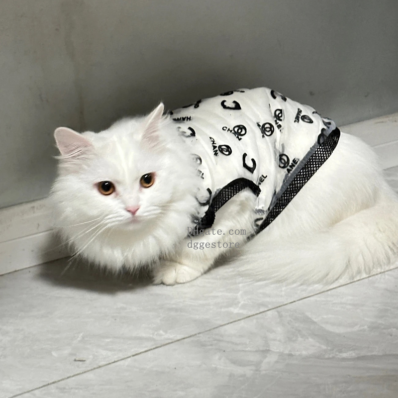 Designer Clothes Apparel Kitten Shirt Puppy Breathable Transparent Mesh Vest, Pets Tee Tank Top Outfits Sleeveless for Small Dogs Cats XS A738 Free sh
