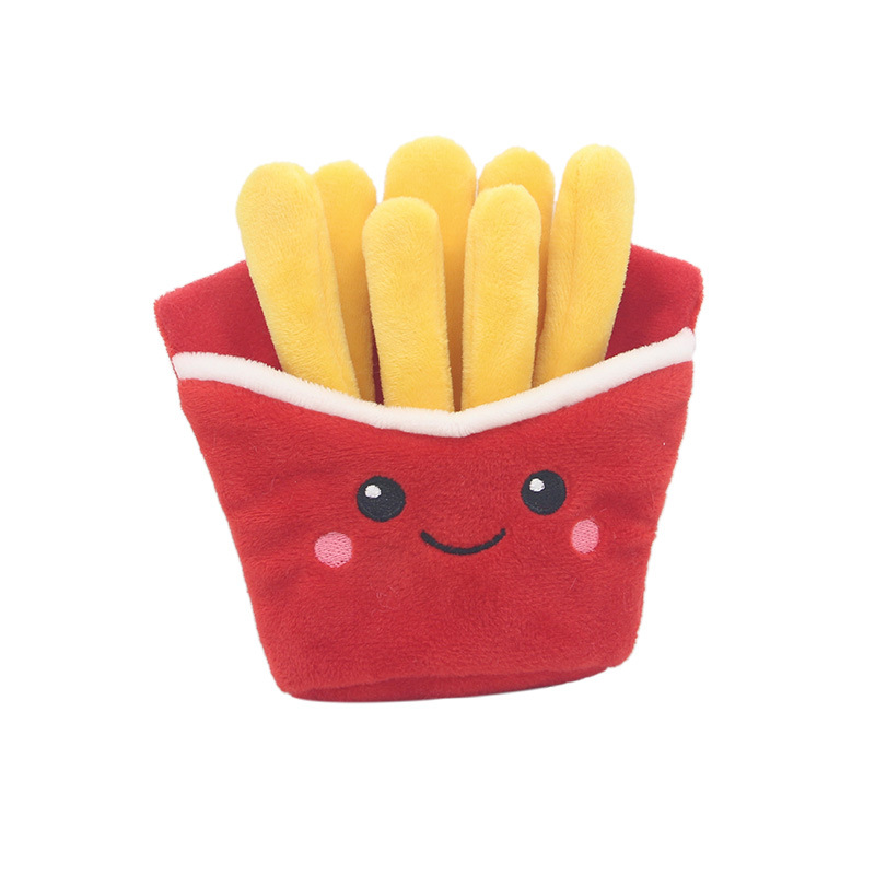 Plush Squeaky Dog Toys Hamburgers, French Fries, Pizza, Food Shaped Puppy Toys with Squeakers, Food Themed Toys for Small Medium Large Dog Breeds E13