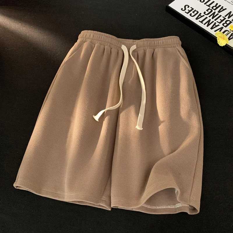 Simplicity Solid Color Loose Motion Pocket Mens Shorts High Quality Waist Drawstring Street Casual All-match Male ShortT250304