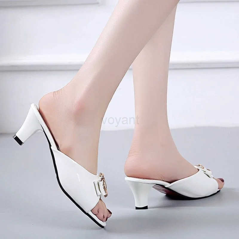 Summer Fem Sandals Wen Slippers Sexy Open Toe Fish Mout Ladies Rhine Bowknot Slides Shoes Plus Size 42 Z250304