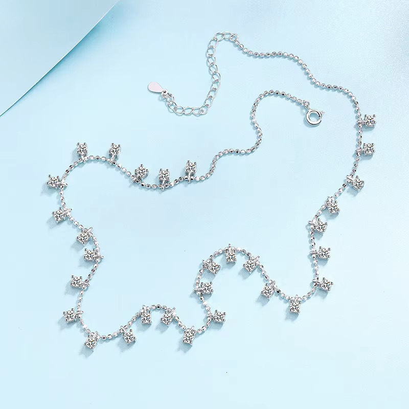 Full Star Tennis Chain Sterg Sier Pendant 3CT Cultivated Dia Moissanite Necklace for Women