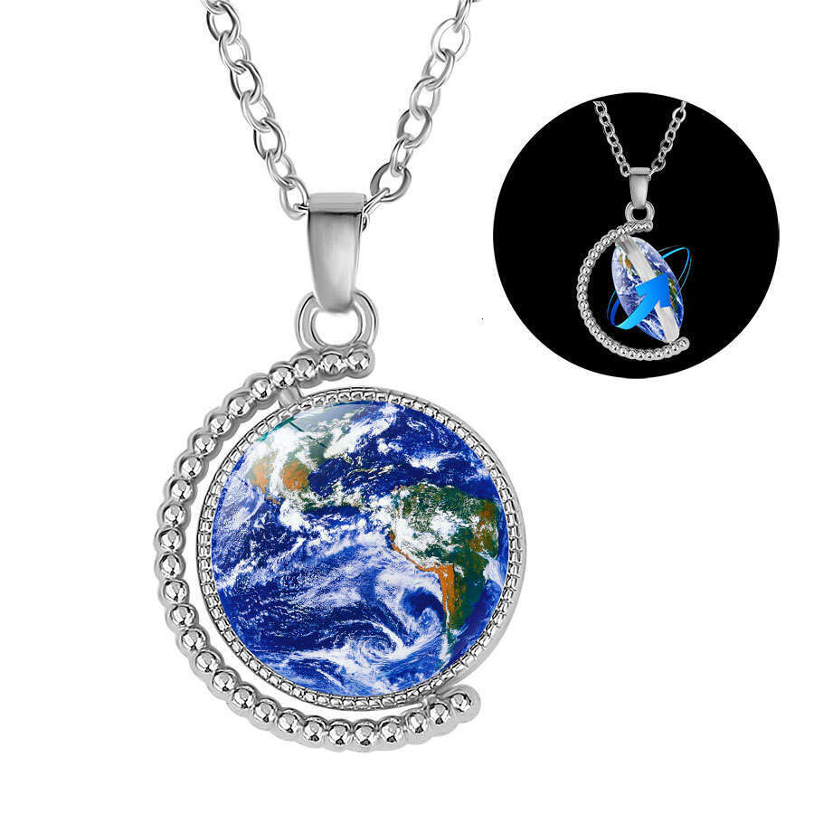 Eight Planets Double sided Rotating Pendant Creative Universe Solar System Guardian Starry Sky Luminous Necklace