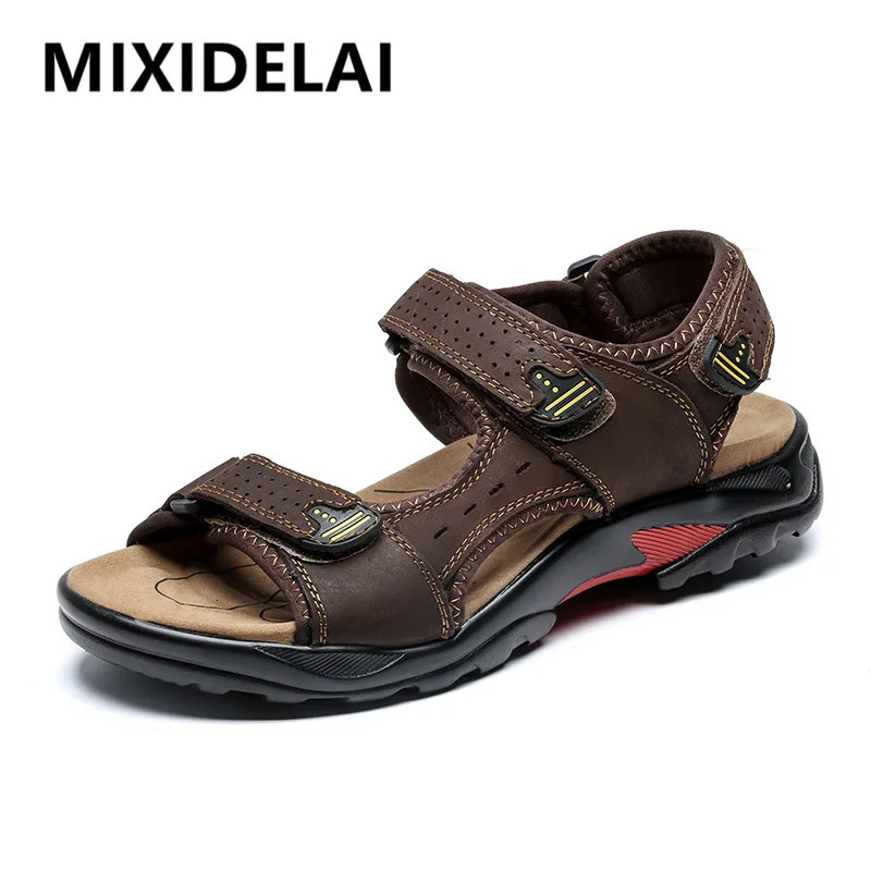 MIXIDELAI Casual Men Genuine Leather Soft Sandals Comfortable Beach Shoes High-Quality Men Roman Summer Men Sandals Size 38~48 250303