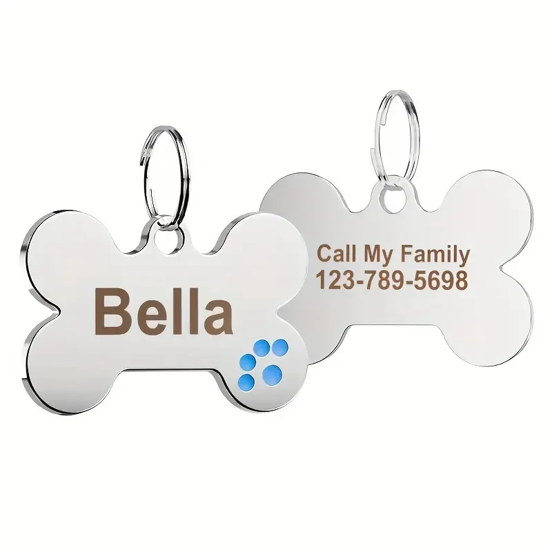 Anti-lost Dog ID Tag Personalized Dogs Cat Tags Bone Shape Customized Pet Nameplate for Collar Necklace Free Gift Chihuahua