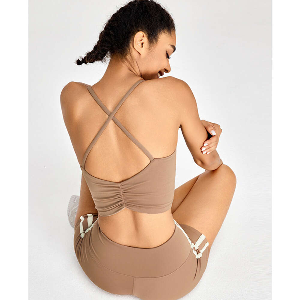 European American fine belt cross back yoga bra for women, breathable, quick drying, shock-absorbing, running, fiess sports bra, 2025 new casual and v