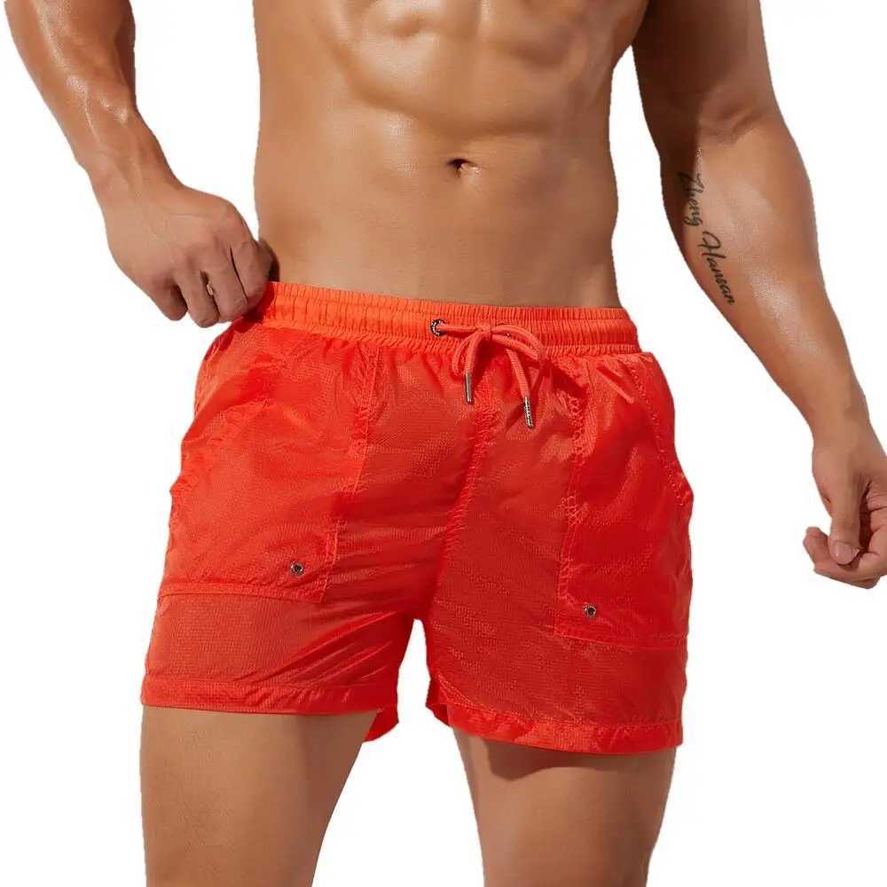 Summer Board Shorts Mens Beach Surfing Shorts Sexy Transparent Nylon Quick-dry Shorts Aquatics Gyms Bathe Swim Shorts M250304