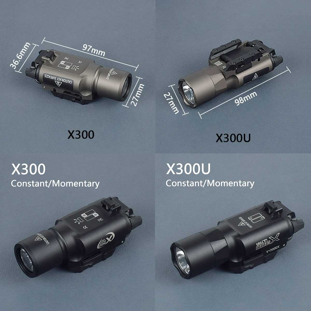 Tactical X300U X300 Ultra X300V Metal Pistol Scout Light Airsoft XH35 Weapon Gun Light Strobe Flashlight Lanterna TorchXJ250303