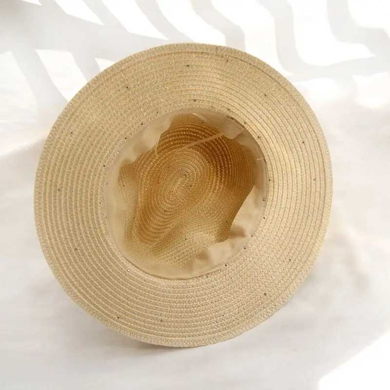 New Spring Summer Hats For Women Flower Beads Wide Brimmed Jazz Panama Hat Sun Visor Beach Hat Flower Pearl rivet Str HatXJ250304