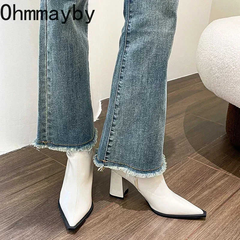 Winter Designer Ankle Boots Fion Back Zippers Pointed Toe Ladies Elegant Short Plush Short Boots High Heel Wens Footwear Z250304
