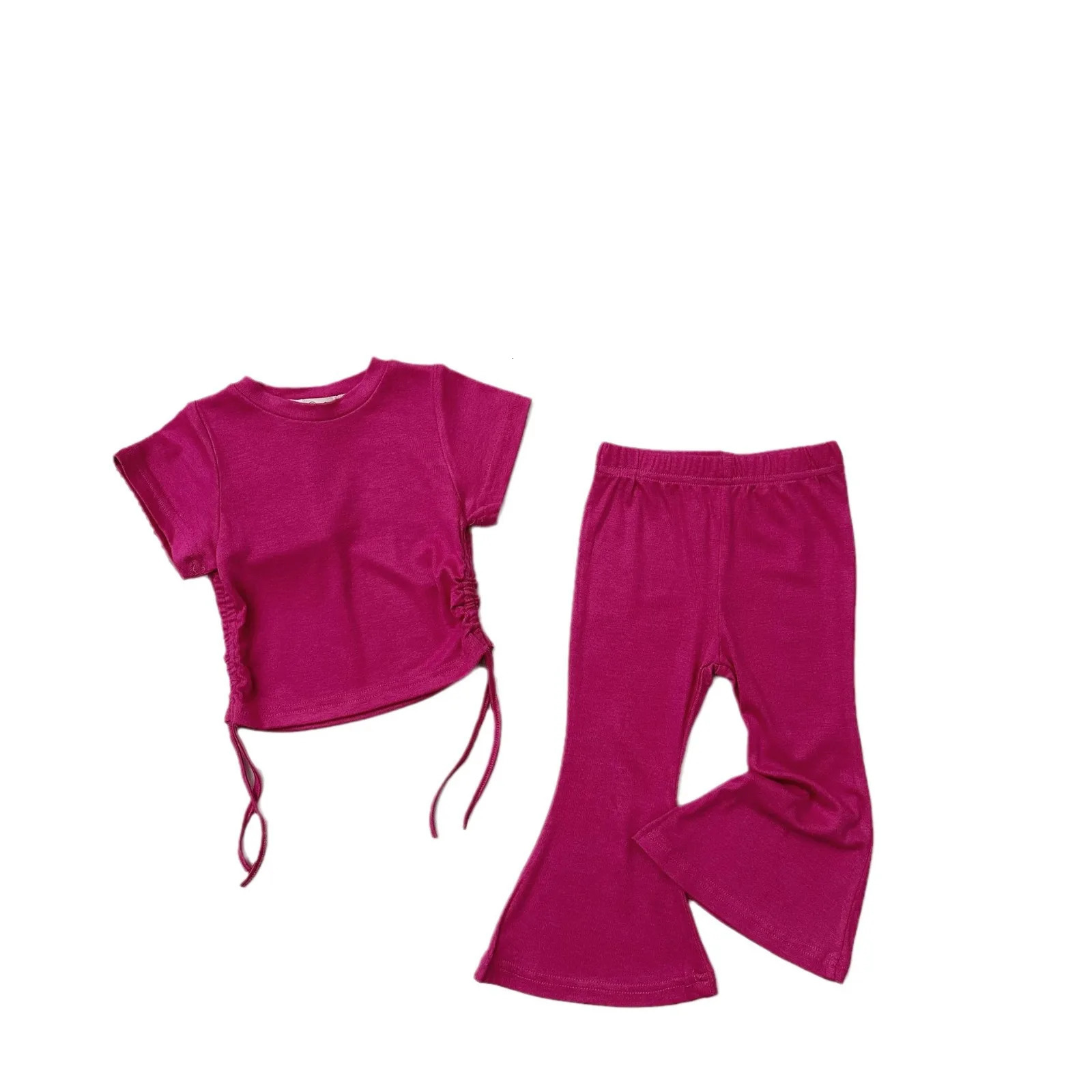 2PCS Baby Girls Clothes Set Children Clothing Solid Tops Tee Shirts and Pants Girl Kids Clothes 250304