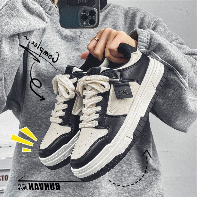 2025 Spring And Autumn New White Shoes Male Designer Shoes Thick Bottom Casual Korean Edition Fashion Student Sneakers Couple Same Style Board Shoes