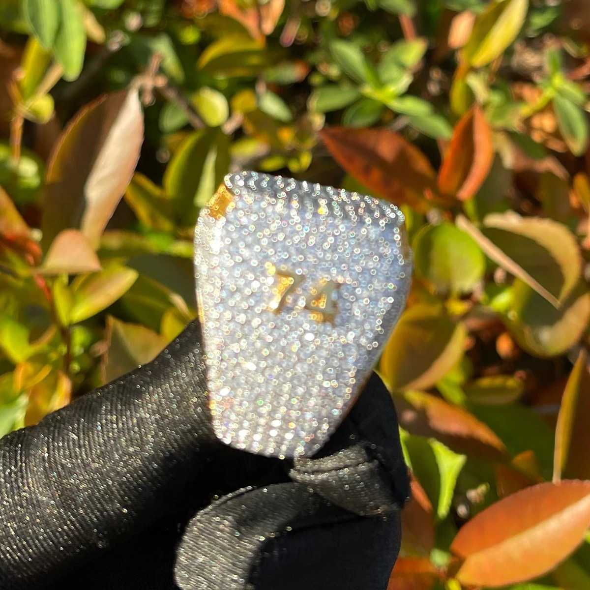 Couple Rings Hip hop men full diamond square side DIY letter ring exaggerated copper inlaid with zircon H25303