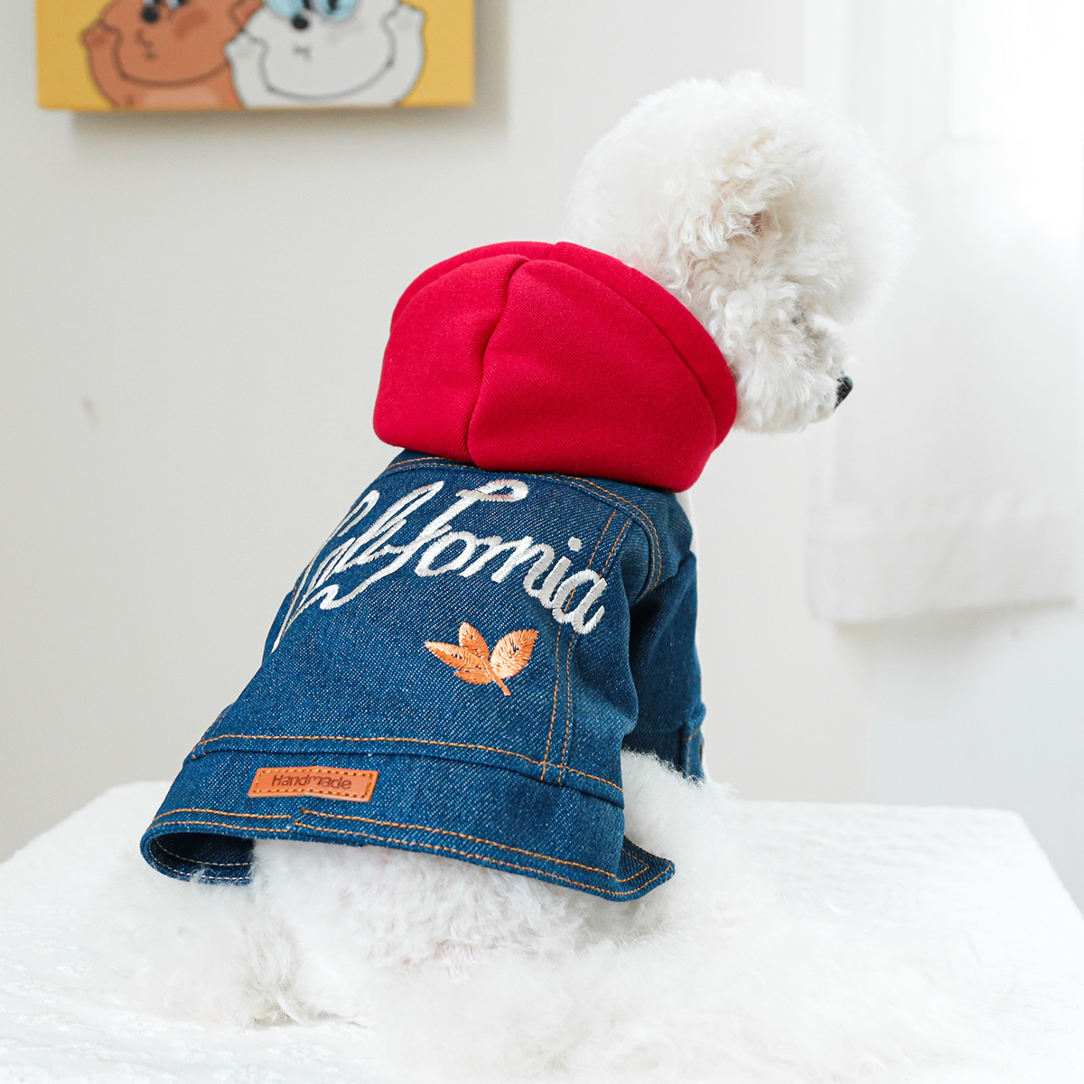 1PC Pet Clothing Dog Cat Spring handsome California cowboy red hat traction coat suitable for small to medium sized dogs