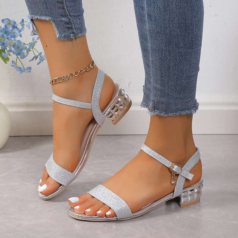 and Autumn Spring New Style Fashionable, Comfortable, Elegant Casual Round Toe Versatile Thick Heel Sandals Fashionable, Comfortable,