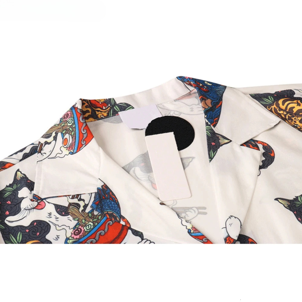New Cat Collar Short Sleeved Men's Niche Designer Printed Shirt 2025 Summer High-quality Men's Hawaiian Retro Casual Shirt Men's Breath