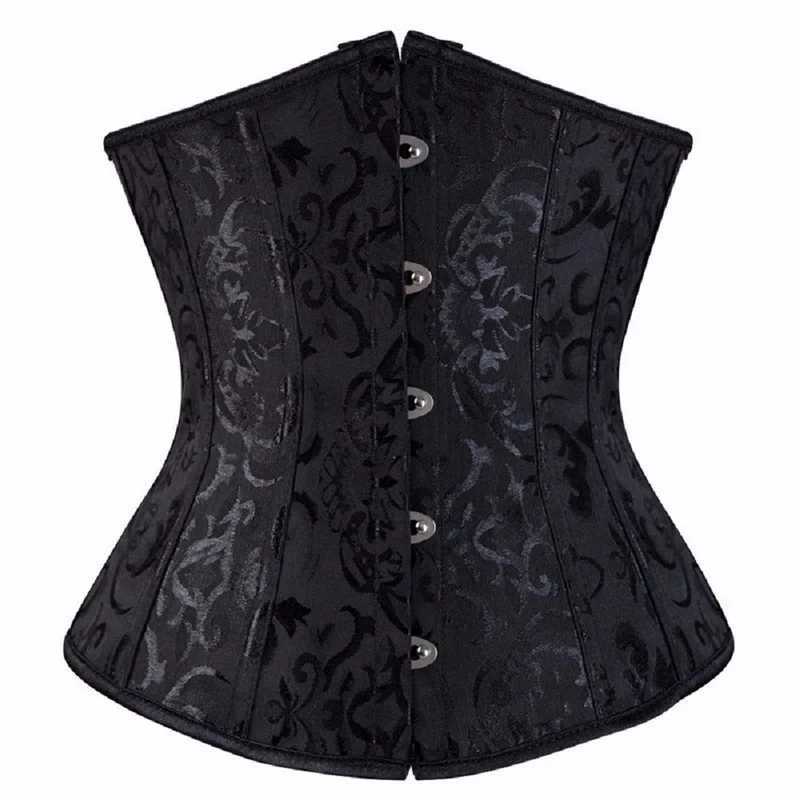 Womens Gothic Sexy Satin Underbust Corset Bustier Waist Cincher Slimming Body Shaper Corselete Lingerie Plus Size Party ClubwearXJ250304