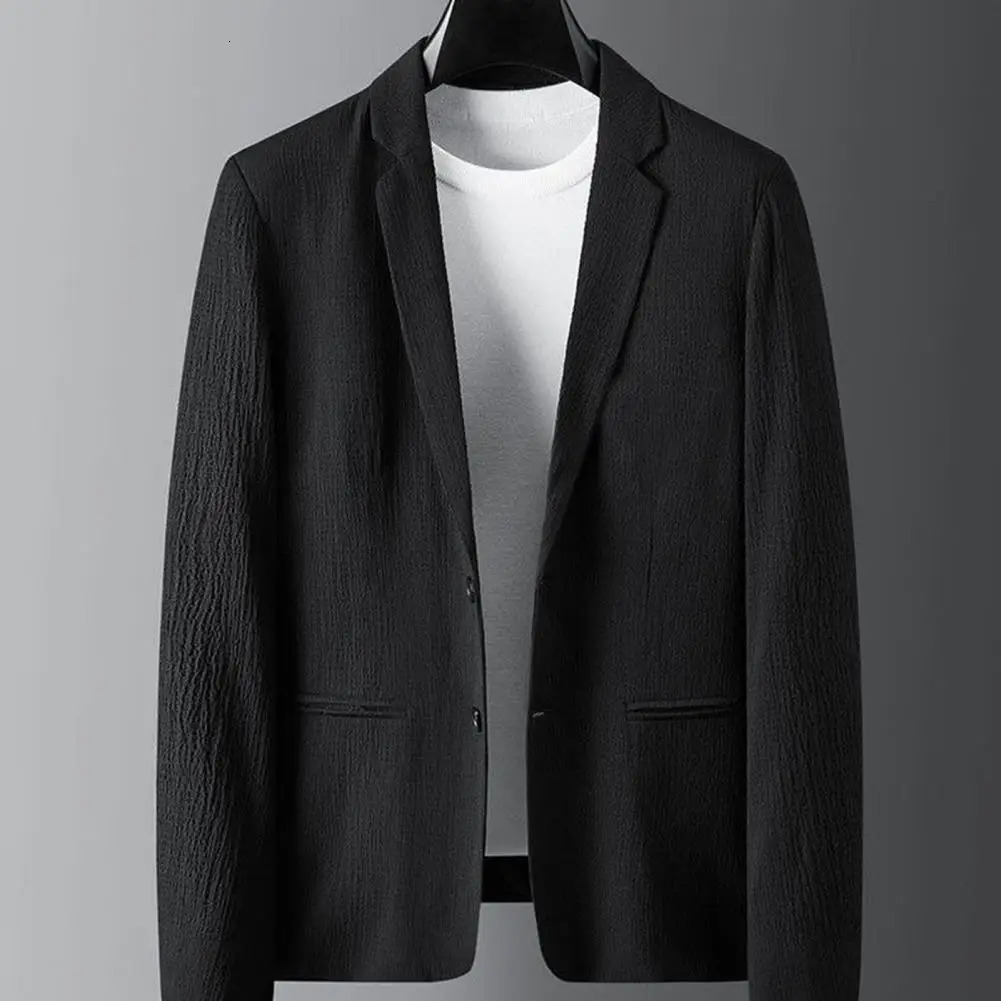 Men Two-piece Suit Striped Pleated Men Blazer Pants Set Pleated Drawstring Loose Lapel Pockets Thin Formal Business Men Set 250303