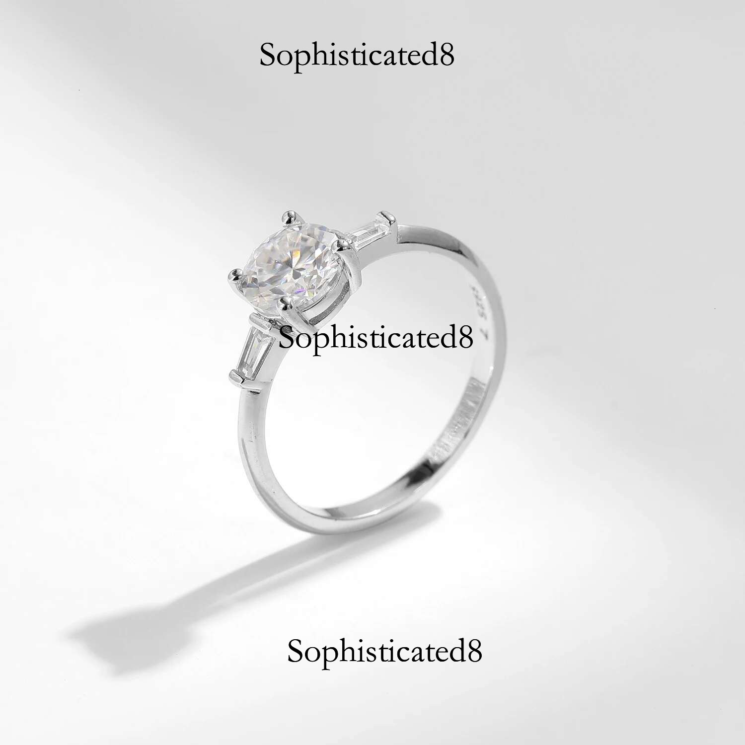 MODIAN 1.0CT Round Moissanite Ring D Color Lab Dia Classic Sterg Sier Wedding Engagement Band Jewelry For Women
