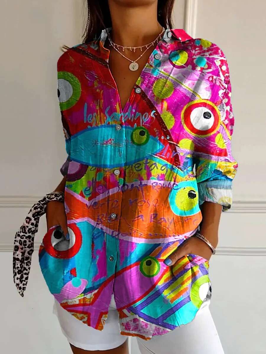 2024 And Tops Elegant Ral Shirt Octopus 3D Printing High Quality Long Sleeve Fashion Plus Size Women's Shirts