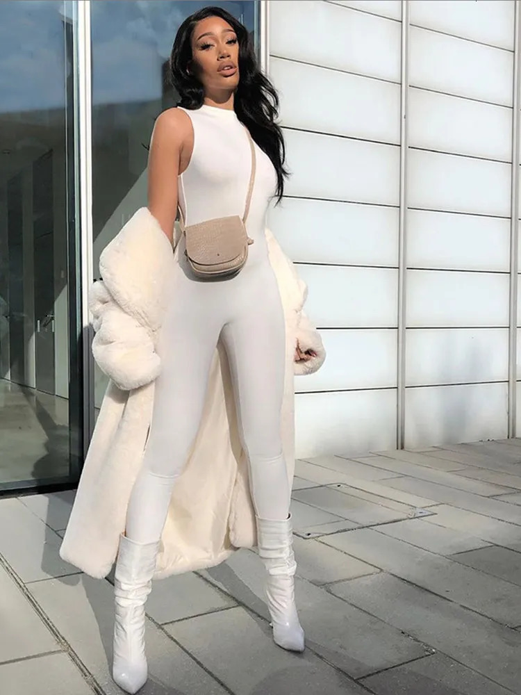 kliou Pencil Jumpsuit Women Full Seasons Casual Fitness Sporty Playsuit Sleeveless Slim Activewear All In One Jumpsuit Clothing 250303