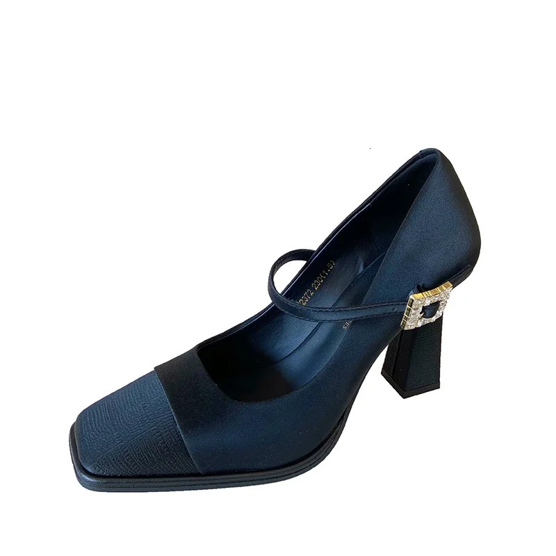 Womens Shoes 2025 Shallow Womens High Heels Fashion Buckle Strap Dress Pumps Women Square Toe Solid Heels Women 250228