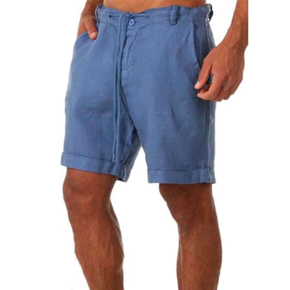 KB 2022 New Mens Cotton Linen shorts Pants Male Summer Breathable Solid Color Linen Trousers Fitness Streetwear S-4XLT250304