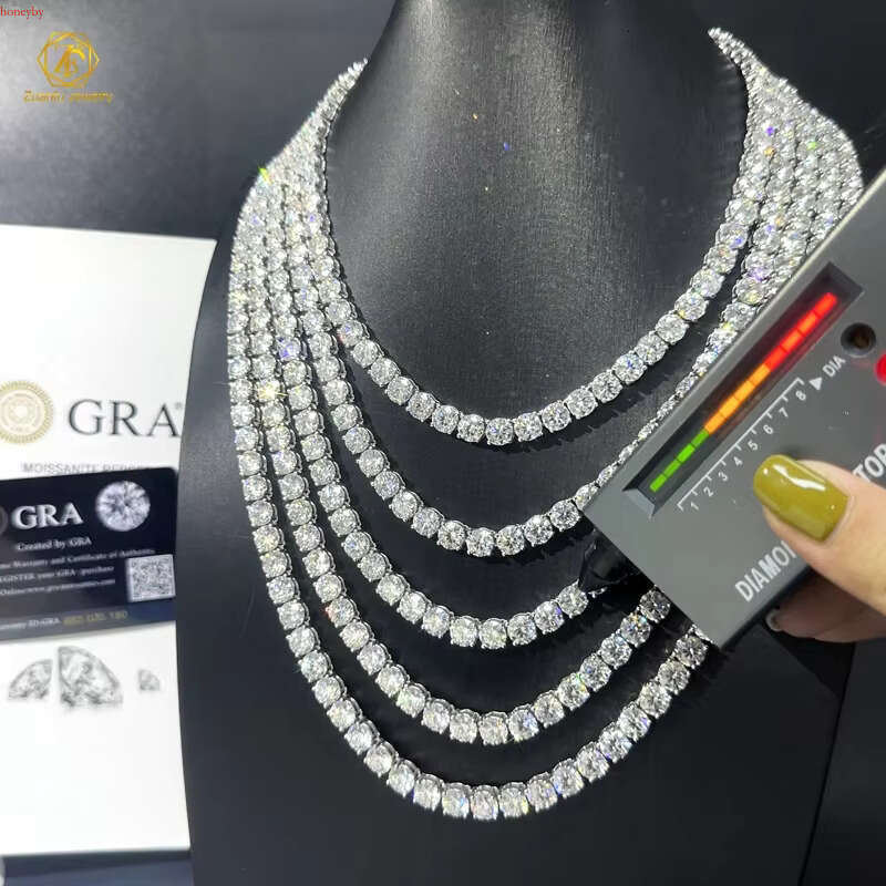 Pass Dia Test 2MM 3MM 4MM 5MM 6.5MM S Sier Women Men Necklace Moissanite Tennis Chain Wholesale Price