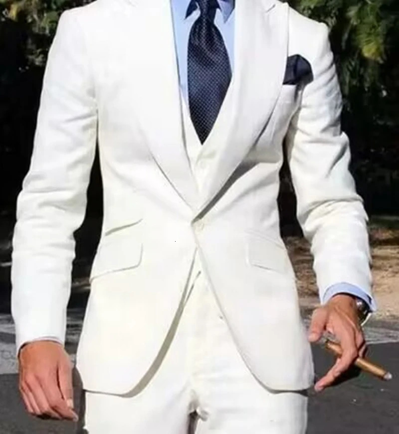 Solid Color Fashion Men Boutique Business Suits Wedding Suit Formal Groom Tuxedos 3 Pcs Set Dress Lapel Blazer Vest Pants 250303