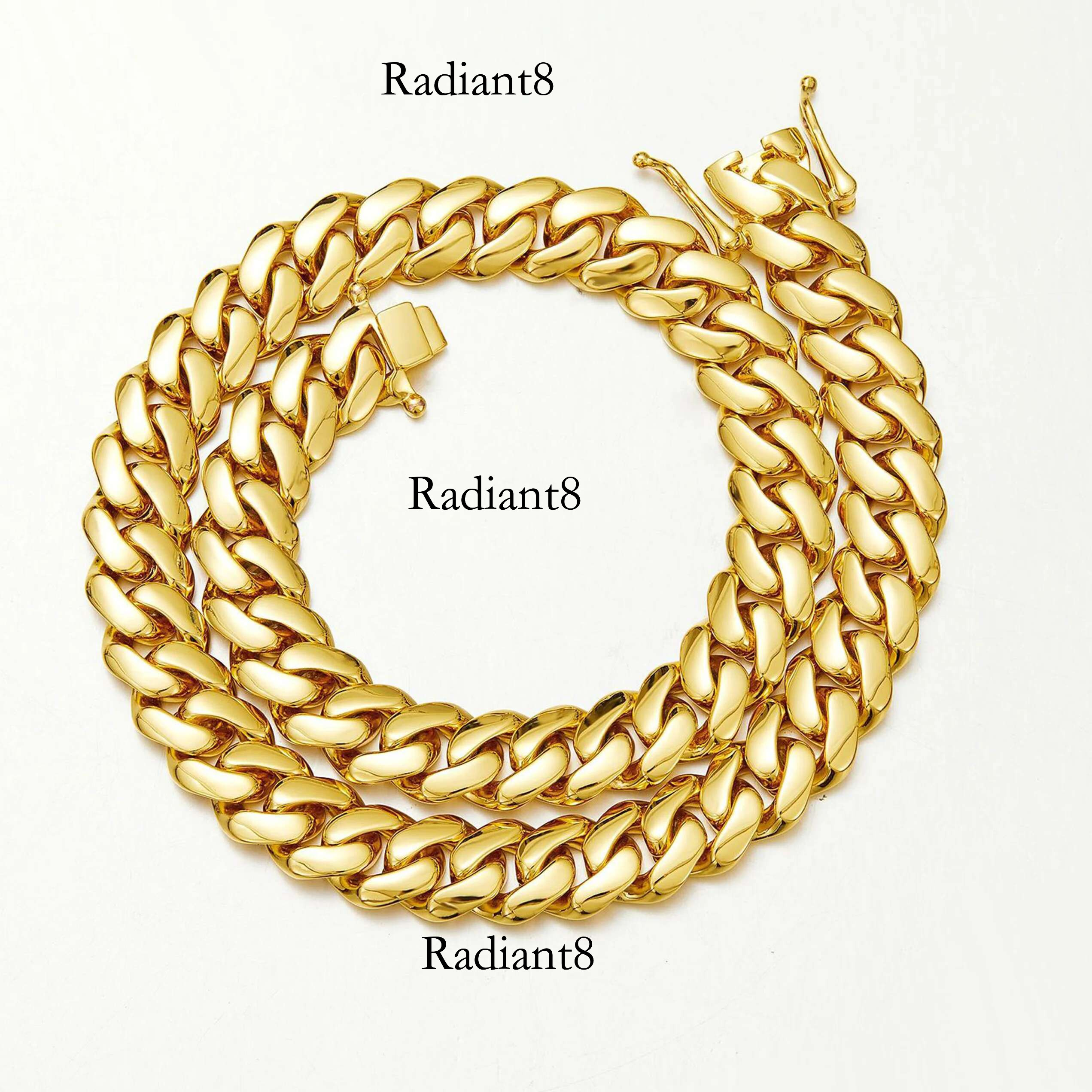 Heavy 10mm-22mm Gold Tone 316L Stainless Steel Miami Curb Chain Nekclace or Bracelet
