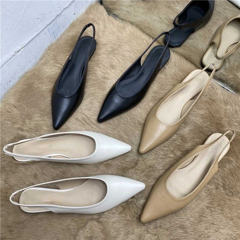 New Pointed Toe Flat Shoes Spring 2024 Closed Toe Strap Flat Heel Wens Sandals Z250304