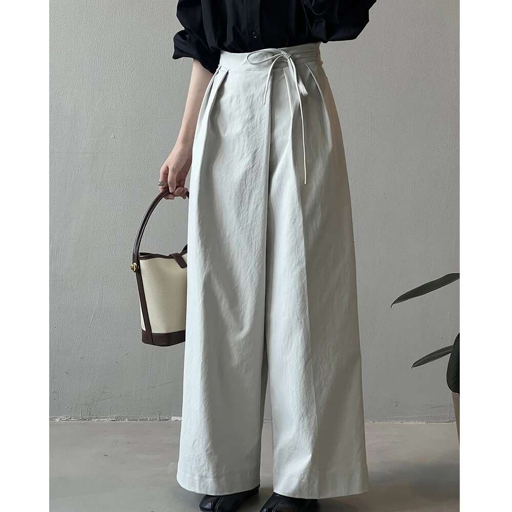 2024 Women Casual Wide Leg High Waist Fashion Clothes Black Brown Pants Female Trousers