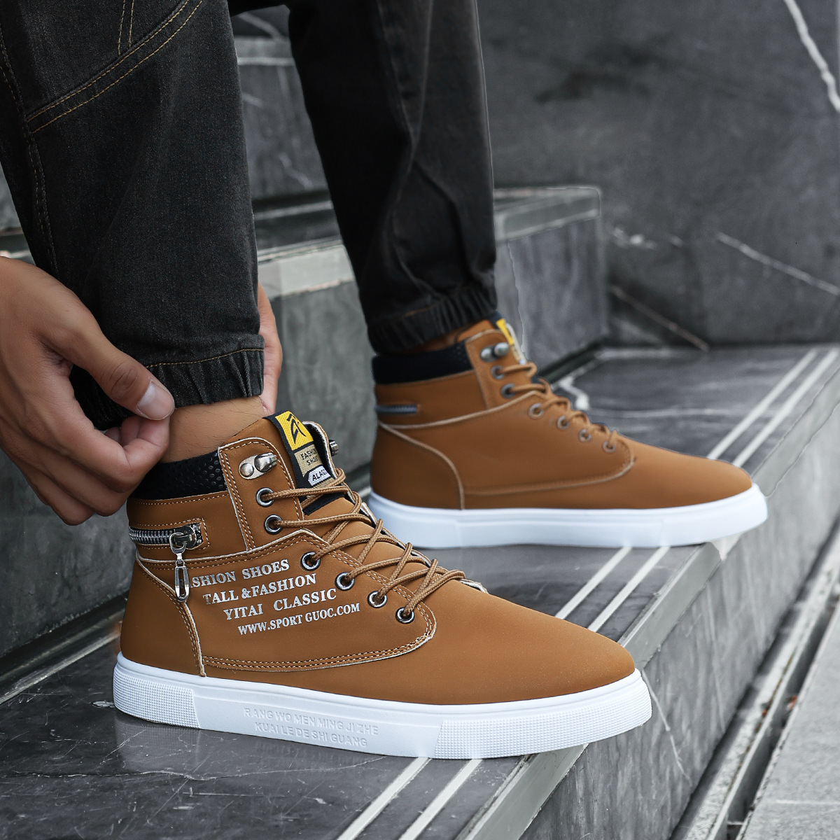2025 New Plus Size Niche Designer Men's Shoes High Top Men's Clothing Seasonal Styles Fashionable And Versatile Board Shoes Casual Sports Sh