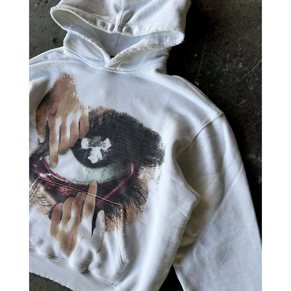 Autumn Winter Oversized Loose Hoodies For Men Y2k Vintage Big Eye Print Fashion Sweatshirts Hip Hop Streetwear Women Clothing