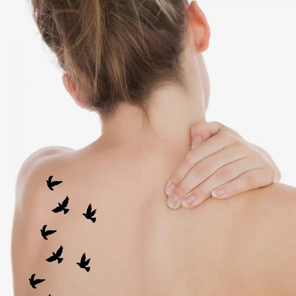 Unisex Sticker Body Art Black Tattoo Waterproof for Sexy Removable Flying Bird Transfer 250219