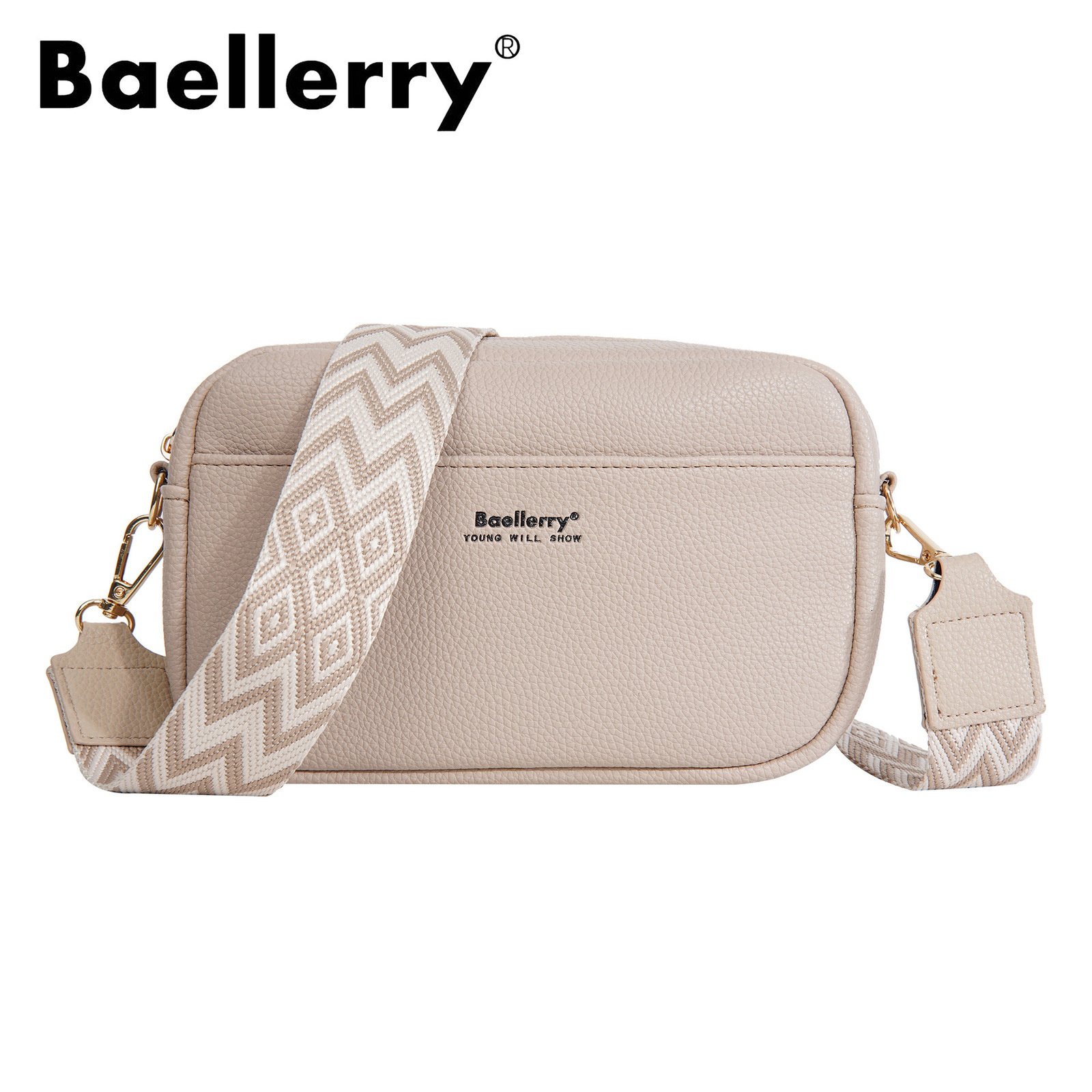 Baellerry Womens Wallet Solid Color Large Capacity Zipper Single Shoulder Cross Shoulder Fashionable Small Square Bag 250304