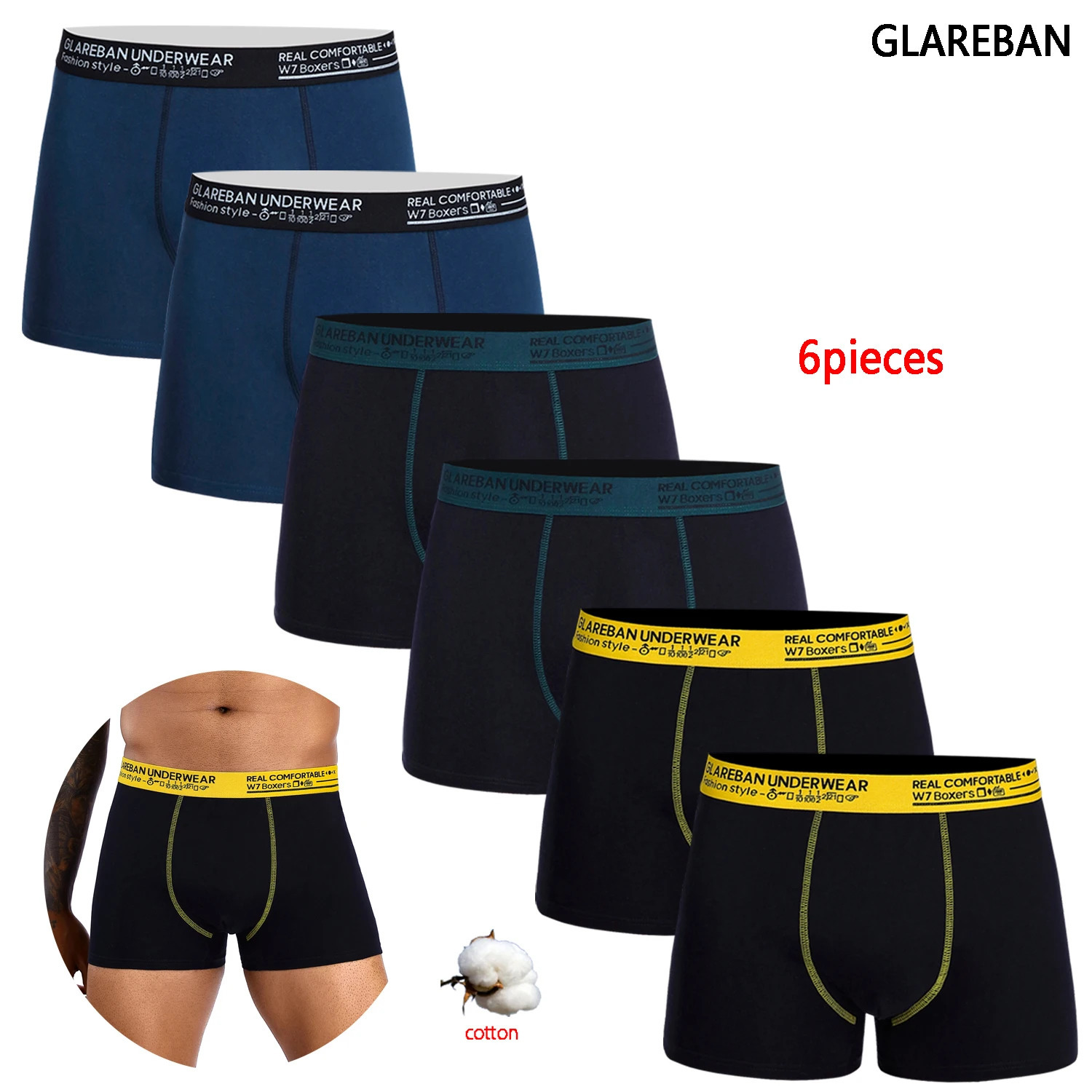 6pcs Pack Boxer Fashion Style Men Panties Cotton Underwear Male And Underpants For Homme Set Shorts Box Slips 250303
