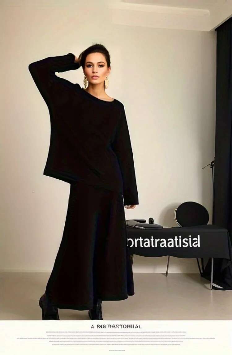 Hirsionsan Sexy Soft Elegant Vintage Women Suits 2 Pieces Female Sets Slash Neck Sweater & Midi Dress OL Style Knitted Tracksuit