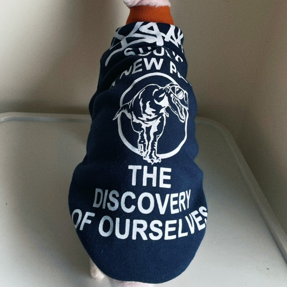 Male Cat Fleece Dinosaur Sweatshirt, Thick Warm Coat for Sphynx Cat,Long sleeves Sweater for Kittens,Devon Rex Outwear in Autumn