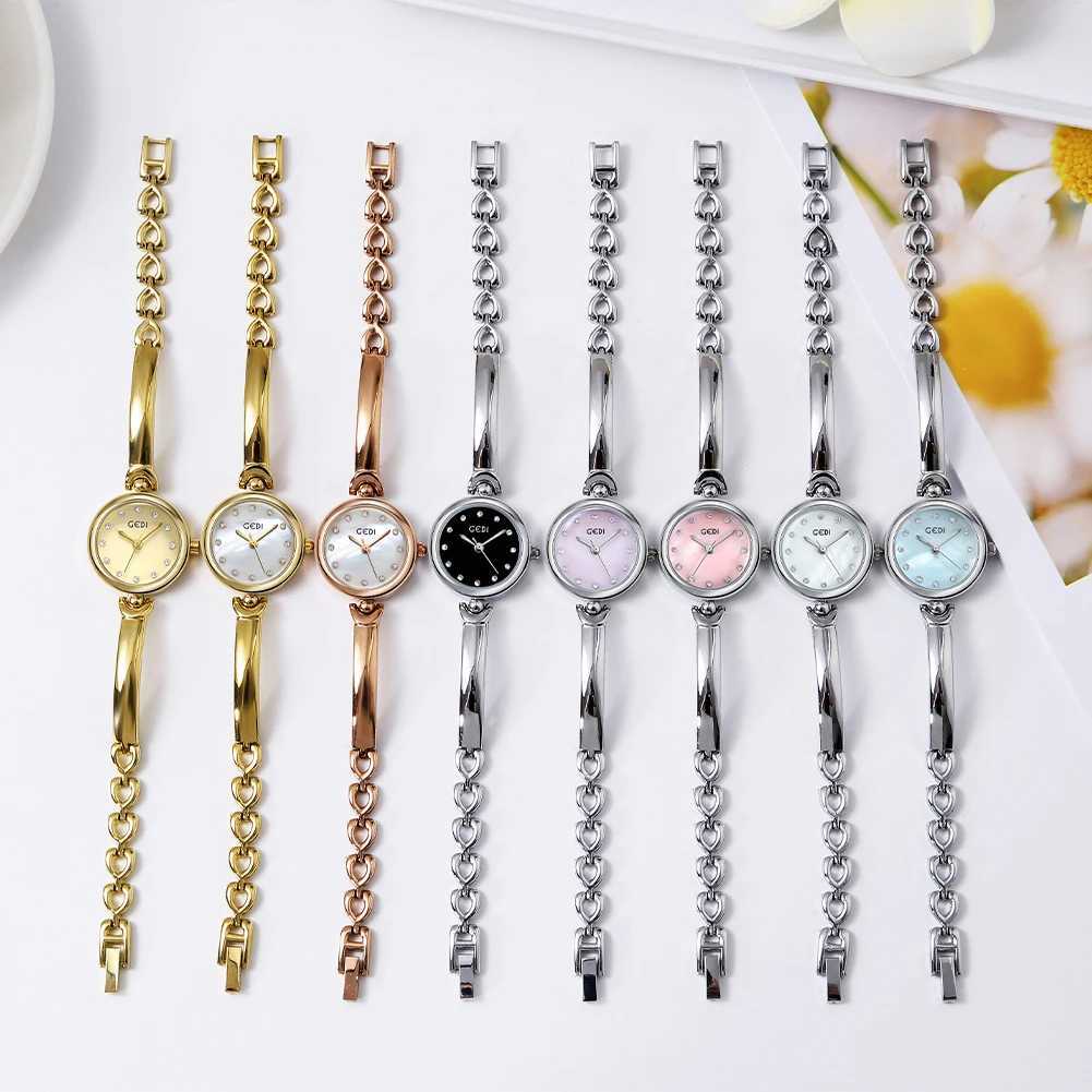 Fashion Building Top Brand Elegant Waterproof Golden Quartz Women Luxury Steel Chain Str Diamond Index Small Dial La GiftsXJ250304