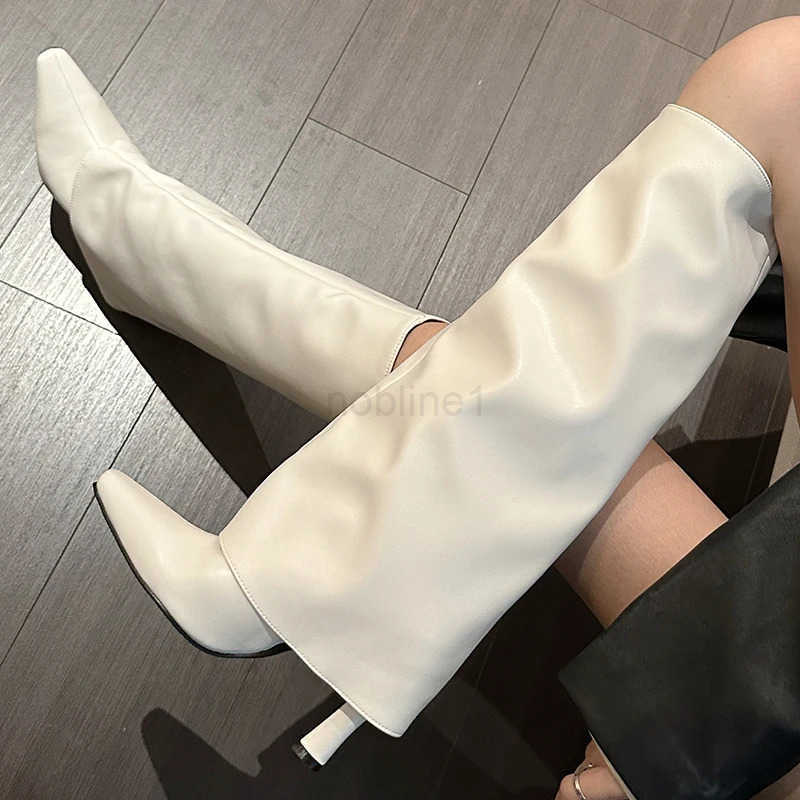 Ladies Modern Knee High H Boots Autumn Spring Fion Slip On Fem Pumps Footwear New Shoes 2025 Long Wen Wern Boots Z250304